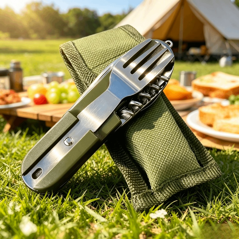 Outdoor Camping Dining Set - Paslanmaz Çelik 7'si 1 Arada Kamp