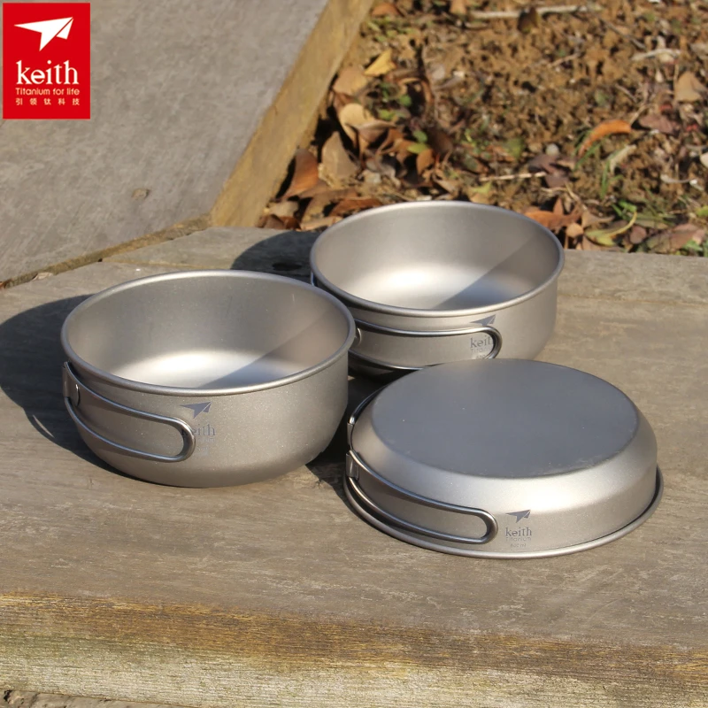Outdoor Camping Essentials - Keith 3 ADET Titanyum Tencere Tavalar