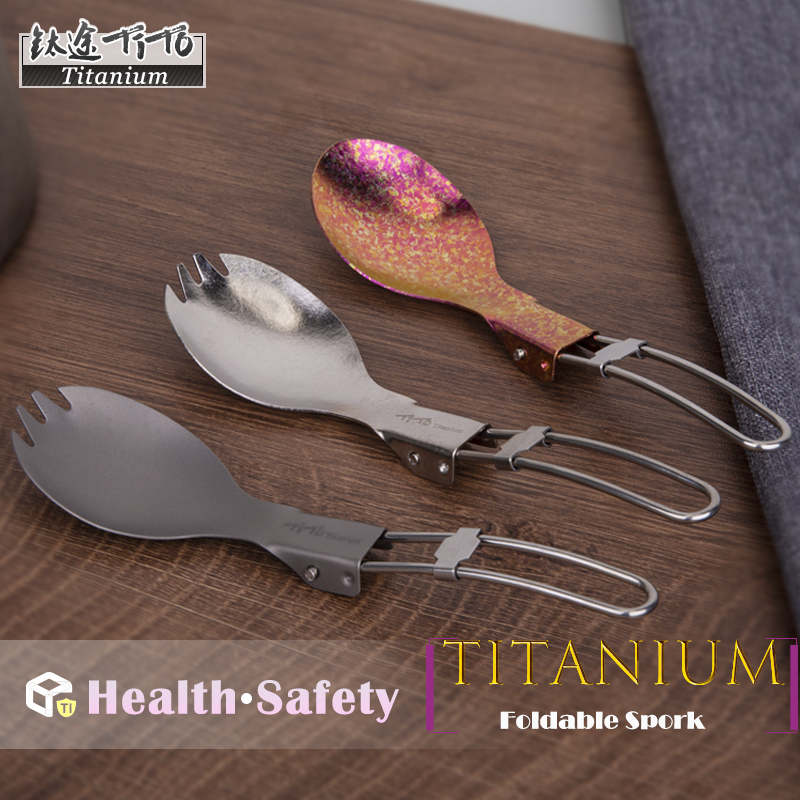Outdoor Camping Dining Set - TiTo titanyum katlanır Spork taşınabilir açık