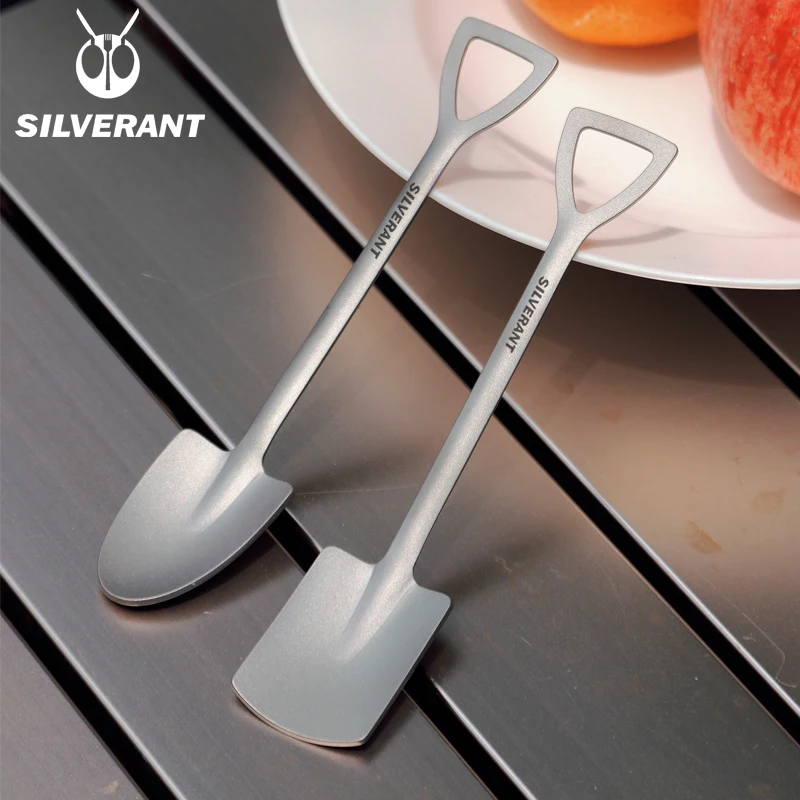 Outdoor Camping Dining Set - EDC titanyum taşınabilir kürek şekli kaşık