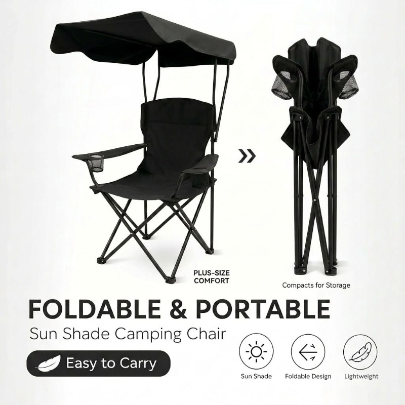 Outdoor Camping Lounge Chairs - Gölgelikli Açık Hava Kamp Sandalyesi, Katlanabilir