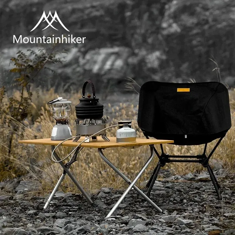 Outdoor Camping Table With Storage - MOUNTAINHIKER 2/3 Bambu Katlanır Masa Açık