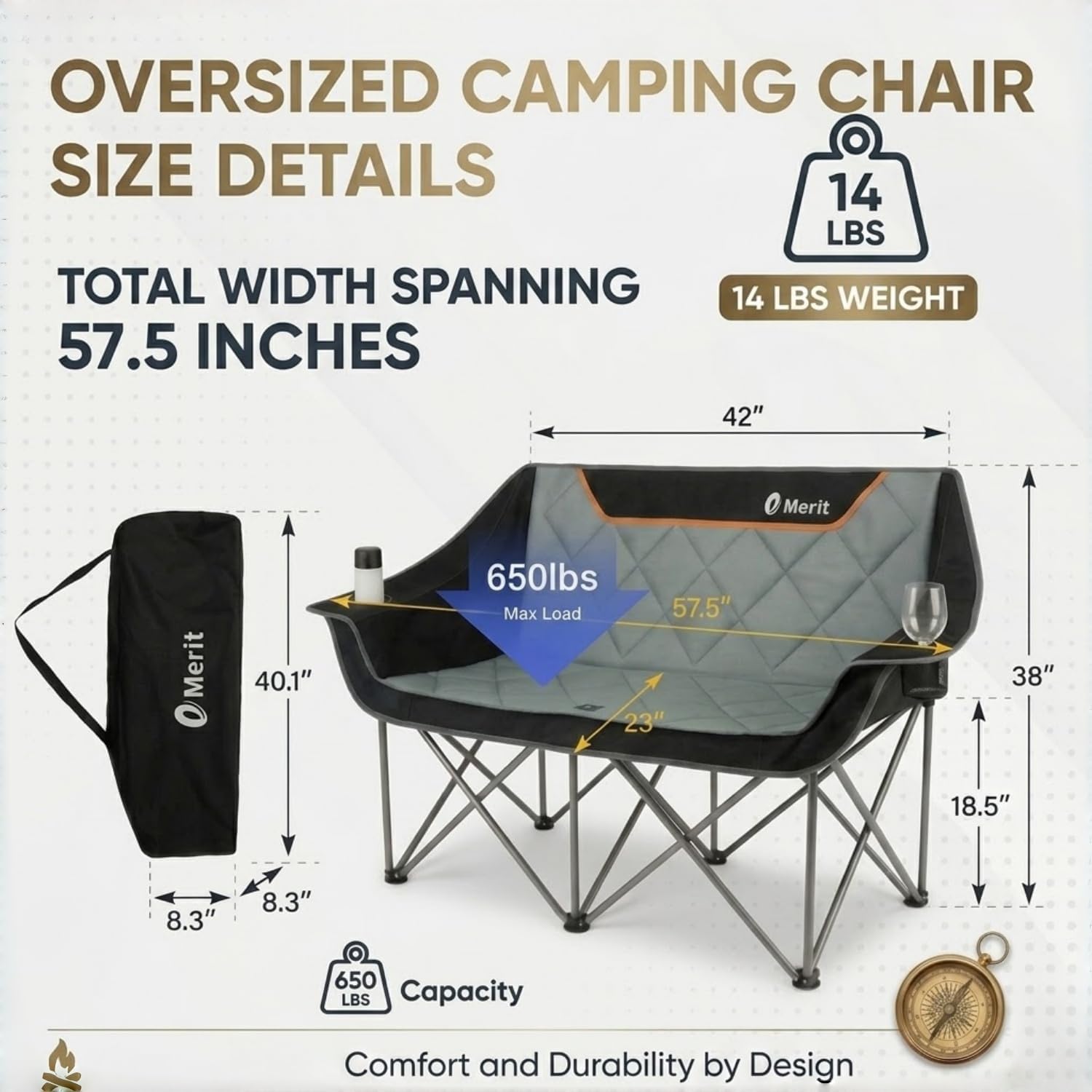 Ağır Hizmet Tipi 650LB Katlanı - Outdoor Oversized Camping Chair incelemesi ve fiyatı