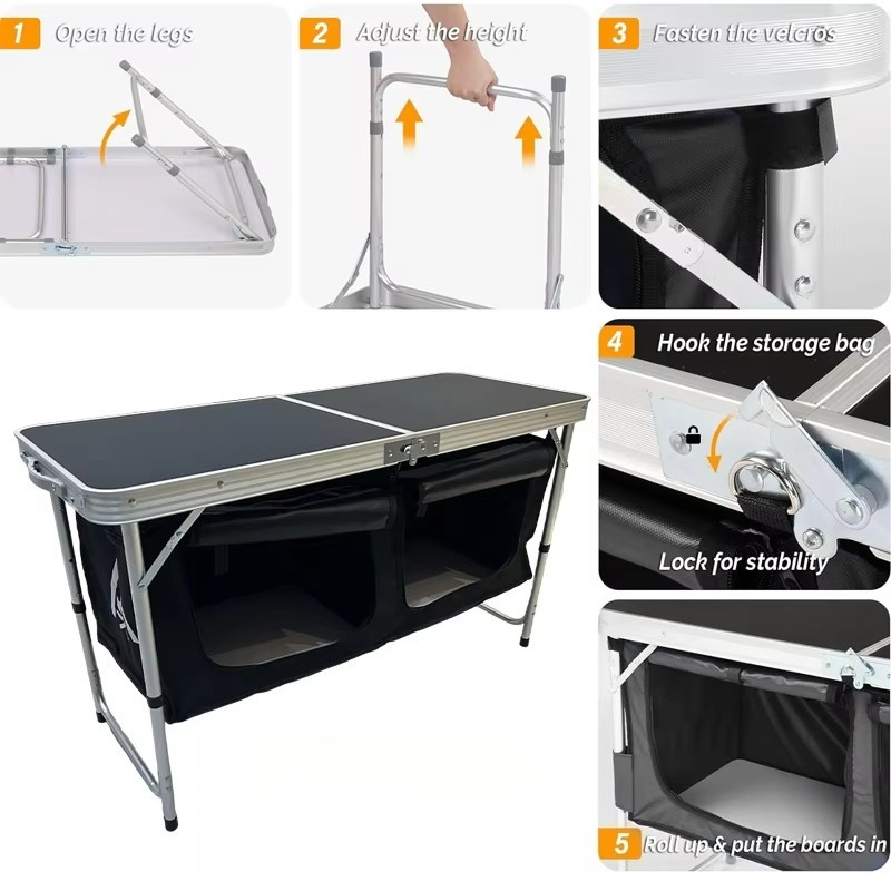 Taşınabilir alüminyum alaşımlı - Outdoor Camping Table With Storage incelemesi ve fiyatı