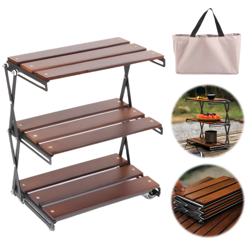 3 katmanlı katlanabilir ahşap  - Outdoor Camping Table With Storage incelemesi ve fiyatı